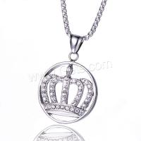 Stainless Steel Crown Pendant, fashion jewelry & with rhinestone 