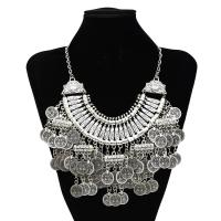 Fashion Zinc Alloy Jewelry Sets, earring & necklace, Round, silver color plated, 2 pieces & adjustable mm 