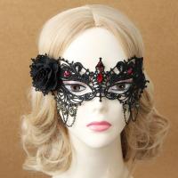 Lace Mask, with Resin Rhinestone, reusable & Halloween Jewelry Gift & for woman, black 