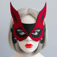 Felt Mask, Fox, reusable & Halloween Jewelry Gift & for woman, black and red 