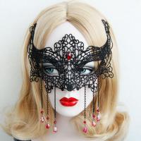 Lace Mask, with Resin Rhinestone, reusable & Halloween Jewelry Gift & for woman, black 