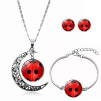 Fashion Zinc Alloy Jewelry Sets, Stud Earring & earring & necklace, with Glass Gemstone, plated, three pieces & time gem jewelry & for woman, silver color 