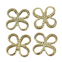 Composants de bijoux en laiton, Trèfle à quatre feuilles, Placage de couleur d'or Environ 2mm, Vendu par PC