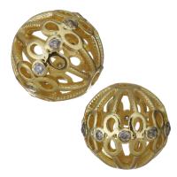 Cubic Zirconia Micro Pave Brass Beads, gold color plated, micro pave cubic zirconia & hollow Approx 2mm 