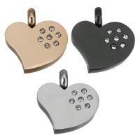 Stainless Steel Heart Pendants, plated, with rhinestone Approx 6mm 