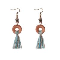 Zinc Alloy Tassel Earring, with Cotton Thread, fashion jewelry & for woman 8.6cm 