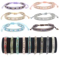 Bracelets de cristal, avec corde de coton, Réglable & bijoux de mode & pour femme, plus de couleurs à choisir, 14+7cm, Vendu par PC