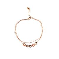 Titanium Steel Anklet, with Rhinestone, Double Layer & fashion jewelry & for woman & with rhinestone, 21.3+3.4cm 