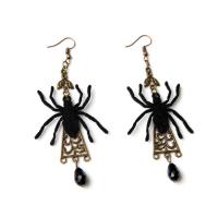 Zinc Alloy Drop Earring, with Felt & Crystal, plated, Halloween Jewelry Gift & for woman, black 