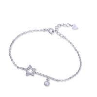 Cubic Zirconia Micro Pave Sterling Silver Bracelet, 925 Sterling Silver, with 30mm extender chain, plated, micro pave cubic zirconia & for woman, 3mmuff0c1mm Approx 6.1 Inch 