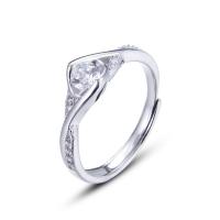 Цирконий Микро вымощает стерлингового серебра палец кольцо, 925 пробы, покрытый платиной, инкрустированное микро кубического циркония & Женский размер:5, продается PC
