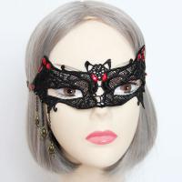 Spitze Maske, mit Harz Strass & Zinklegierung, Fledermaus, Halloween Schmuck & für Frau, schwarz, 220x90mm, verkauft von PC