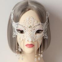 Lace Mask, with Crystal & Resin Rhinestone, Halloween Jewelry Gift & for woman, white 