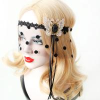 Lace Mask, with Gauze, Butterfly, Halloween Jewelry Gift & for woman, black 