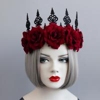 Felt Headband, with Cloth, Halloween Jewelry Gift & for woman, black and red, 300mm 
