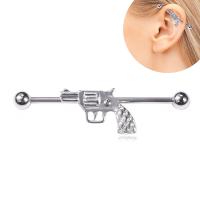Bijoux de piercing d'oreille en acier inoxydable, pistolet, bijoux de mode & pour femme, argent, Vendu par PC