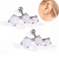 Stainless Steel Ear Piercing Jewelry, 316L Stainless Steel, with Opal, fashion jewelry & for woman 