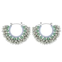 Zinc Alloy Leverback Earring, with Plastic Pearl, plated, fashion jewelry & for woman, 39*31mm 