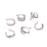 Brass Earring Cuff, silver color plated & micro pave cubic zirconia & for woman, 10mm 