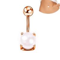 Stainless Steel Belly Ring, with Plastic Pearl, fashion jewelry & for woman 