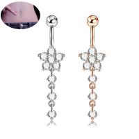 Stainless Steel Belly Ring, with Cubic Zirconia & Brass, fashion jewelry & for woman 