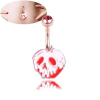 Stainless Steel Belly Ring, with Cubic Zirconia & Zinc Alloy, fashion jewelry & for woman & enamel 