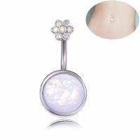 Stainless Steel Belly Ring, with Opal, hypo allergic & for woman & with rhinestone 