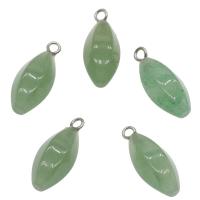 Green Aventurine Pendant, with Brass, platinum color plated, fashion jewelry & DIY, green, 19.5*8.5mm Approx 1.8mm 