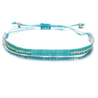 Seedbead bracelet de Woven Ball, avec corde en nylon, Vintage & Réglable & pour femme, blue ciel, 26.8cm Environ 10.55 pouce, Vendu par brin