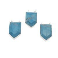 Synthetic Turquoise Connector, with Brass, platinum color plated, faceted & 1/1 loop, skyblue Approx 2mm 