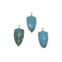 Synthetic Turquoise Pendants, with Brass, gold color plated, faceted, skyblue Approx 2mm 