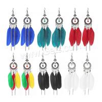 Zinc Alloy Tassel Earring, with Feather, plated, vintage & fashion jewelry & for woman 