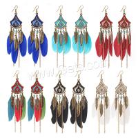 Fashion Feather Earring , Zinc Alloy, with Feather, plated, vintage & fashion jewelry & for woman 