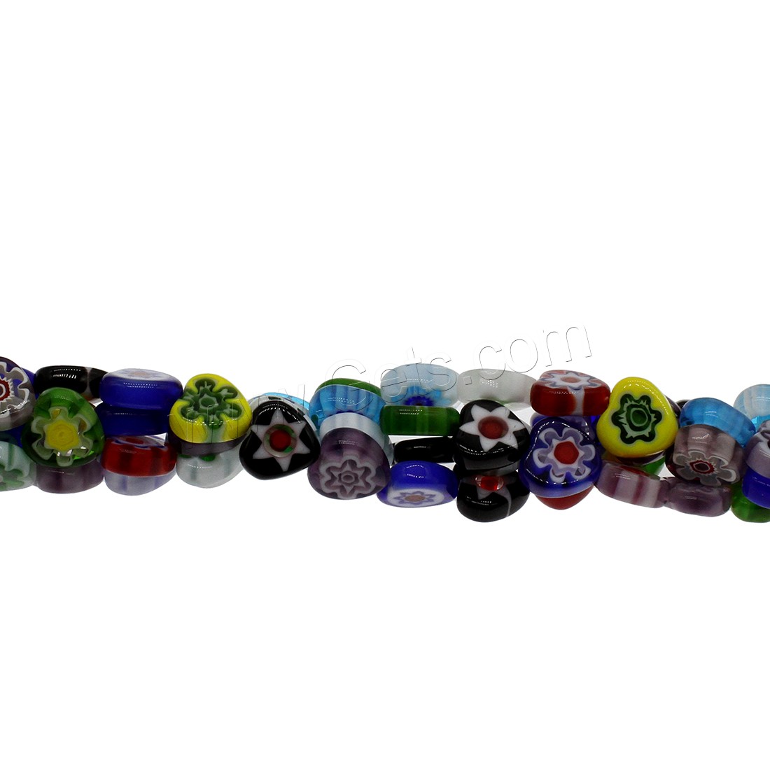Millefiori Lampwork Beads, Flat Heart, mixed pattern & different size for choice, Hole:Approx 0.5mm, Sold By Strand