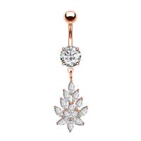 Stainless Steel Belly Ring, micro pave cubic zirconia & for woman 