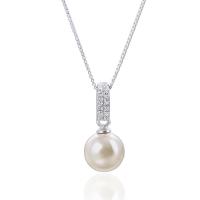 Cubic Zirconia Micro Pave Sterling Silver Pendant, 925 Sterling Silver, with Shell Pearl, polished, micro pave cubic zirconia 