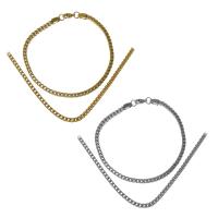 Fashion Stainless Steel Jewelry Sets, bracelet & necklace, plated, curb chain & for woman 3.5mm,3.5mm 