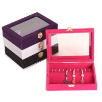 Wood Jewelry Display Box, with Flocking Fabric, Rectangle, durable & fashion jewelry 