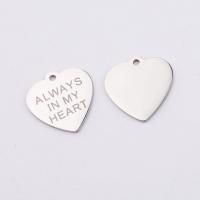 Stainless Steel Heart Pendants, fashion jewelry, original color Approx 1.7mm 