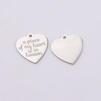 Stainless Steel Heart Pendants, Unisex, original color Approx 1.7mm 