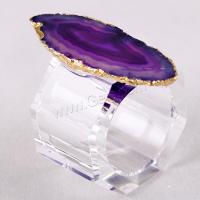 Agate Napkin Ring, with Quartz, plated 30-55mm 