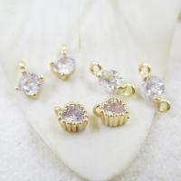 Cubic Zirconia Brass Pendants, gold color plated, DIY & with cubic zirconia Approx 1mm 