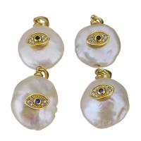 Cultured Freshwater Pearl Brass Pendant, with Freshwater Pearl, gold color plated, fashion jewelry & micro pave cubic zirconia, 14-15x18-19x6.5-9mm Approx 