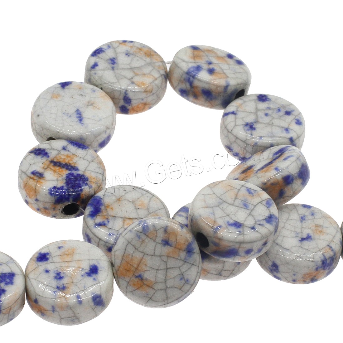 Porcelain Bead, Flat Round, different size for choice, more colors for choice, Hole:Approx 3mm, Approx 200PCs/Bag, Sold By Bag