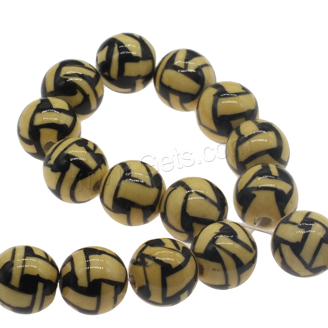 Porcelain Bead, Round, different size for choice, yellow, Hole:Approx 3mm, Approx 200PCs/Bag, Sold By Bag