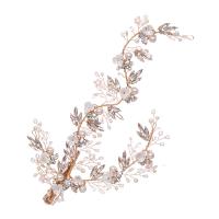 Braut Haar Blumen, Zinklegierung, mit ABS-Kunststoff-Perlen & Kristall, goldfarben plattiert, für Frau & mit Strass, 105x220mm, verkauft von PC