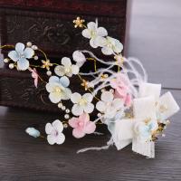 Bridal Hair Flowers, Zinc Alloy, with ABS Plastic Pearl & Cloth, gold color plated, Korean style & for woman 