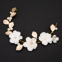 Braut Haar Blumen, Zinklegierung, mit ABS-Kunststoff-Perlen & Stoff & Harz, goldfarben plattiert, Koreanischen Stil & für Frau, 50x325mm, verkauft von PC
