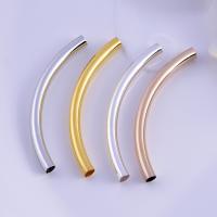 Brass Curved Tube Beads, plated, Random Color 