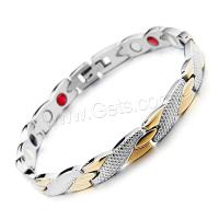 Titanium Steel Bracelet, with Gemstone, titanium steel interlocking clasp, plated, with magnetic & for man Approx 8.5 Inch 